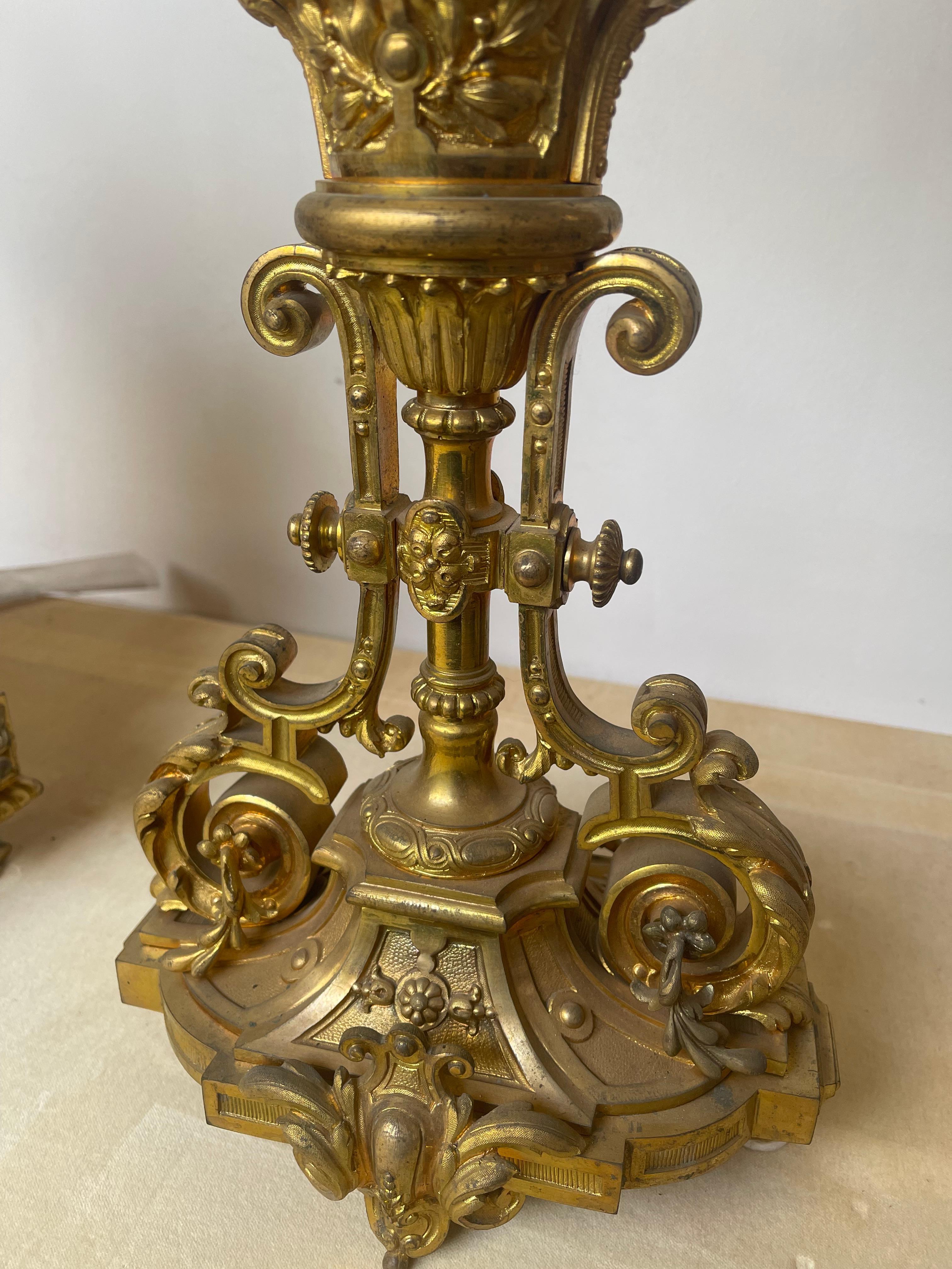 Other Maestozo Trix di orologio con candelabri in bronzo 800 For Sale