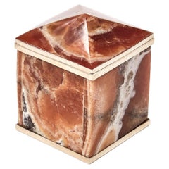 Set Tronador Large Mini Boxes, Brown & Cream Onyx Stone and Silver Alpaca