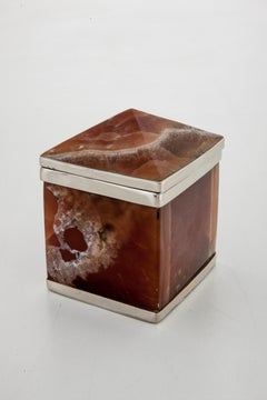 Set Tronador  Large Mini Boxes,  Onyx Stone and Silver Alpaca