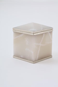 Set Tronador Mini Cajas, Piedra Ónix Crema y Alpaca Plateada