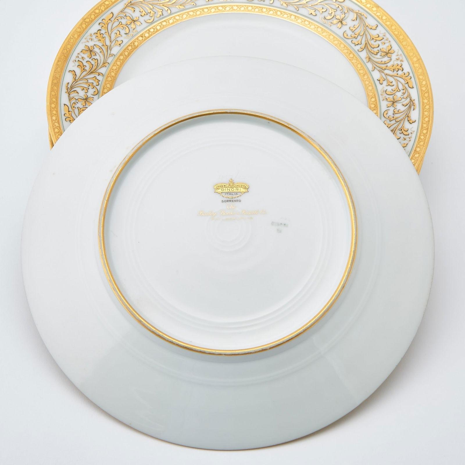 Juego Doce (12) Platos de Vajilla Ginori Grecorromanos Neoclásicos Dorados Italiano en venta