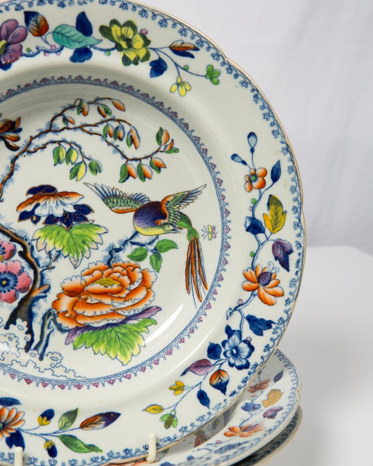 Set of Twelve Antique Dishes Flying Bird Pattern at 1stDibs bird