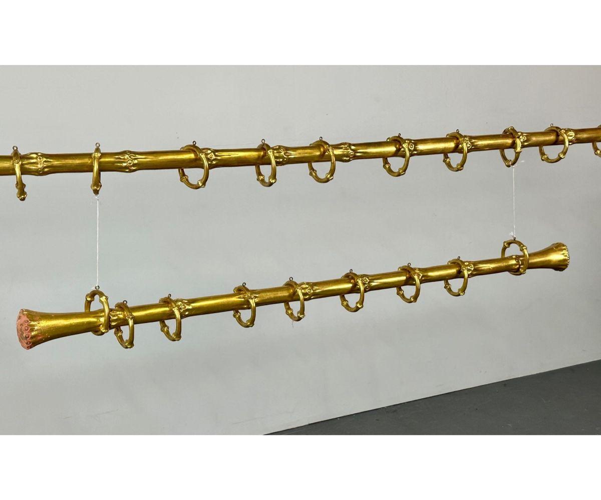 Set Two Custom Hollywood Regency Curtain Rods by Joseph Biuno, Handmade, 23kt In Good Condition For Sale In Stamford, CT
