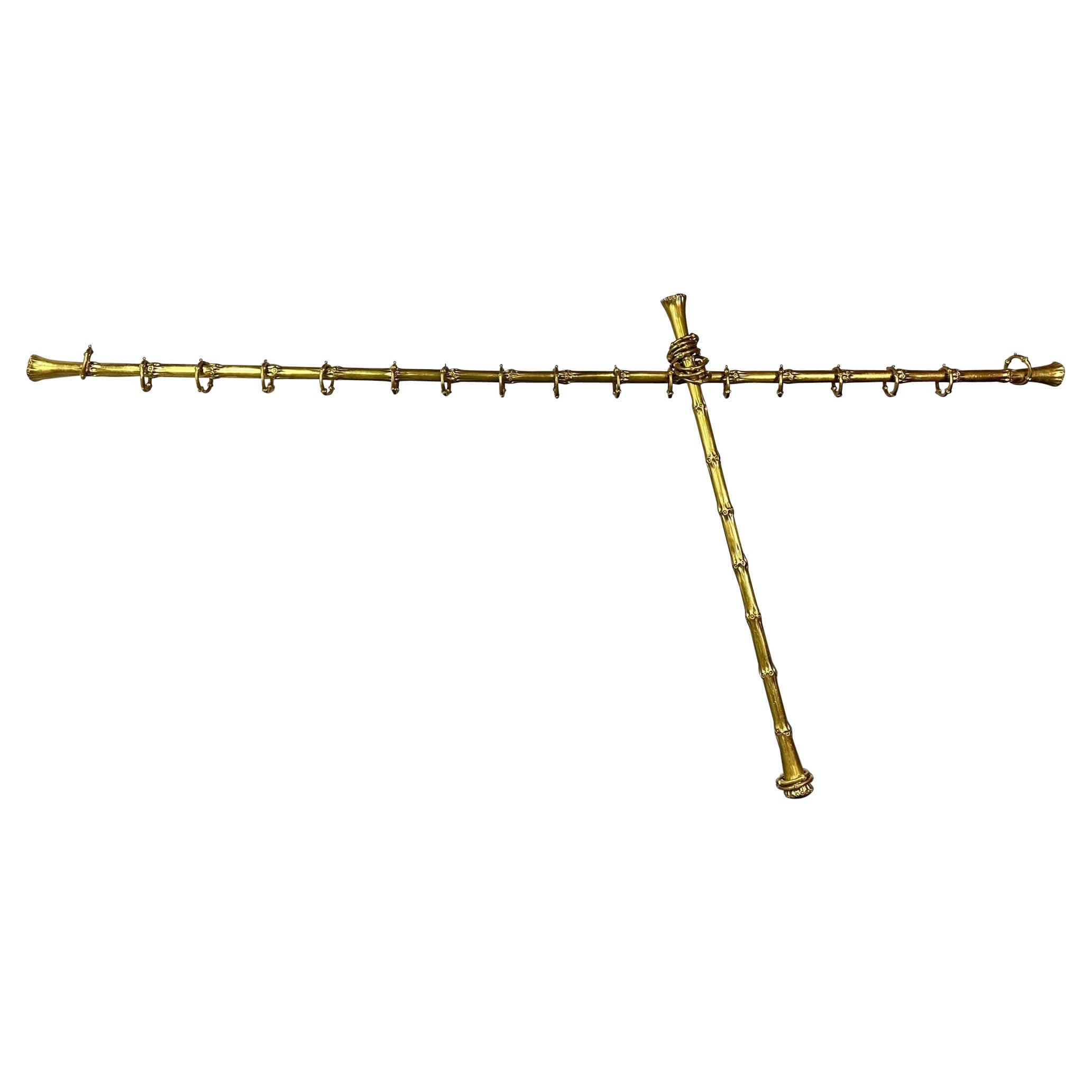 Juego de dos barras de cortina a medida Hollywood Regency de Joseph Biuno, hechas a mano, 23kt