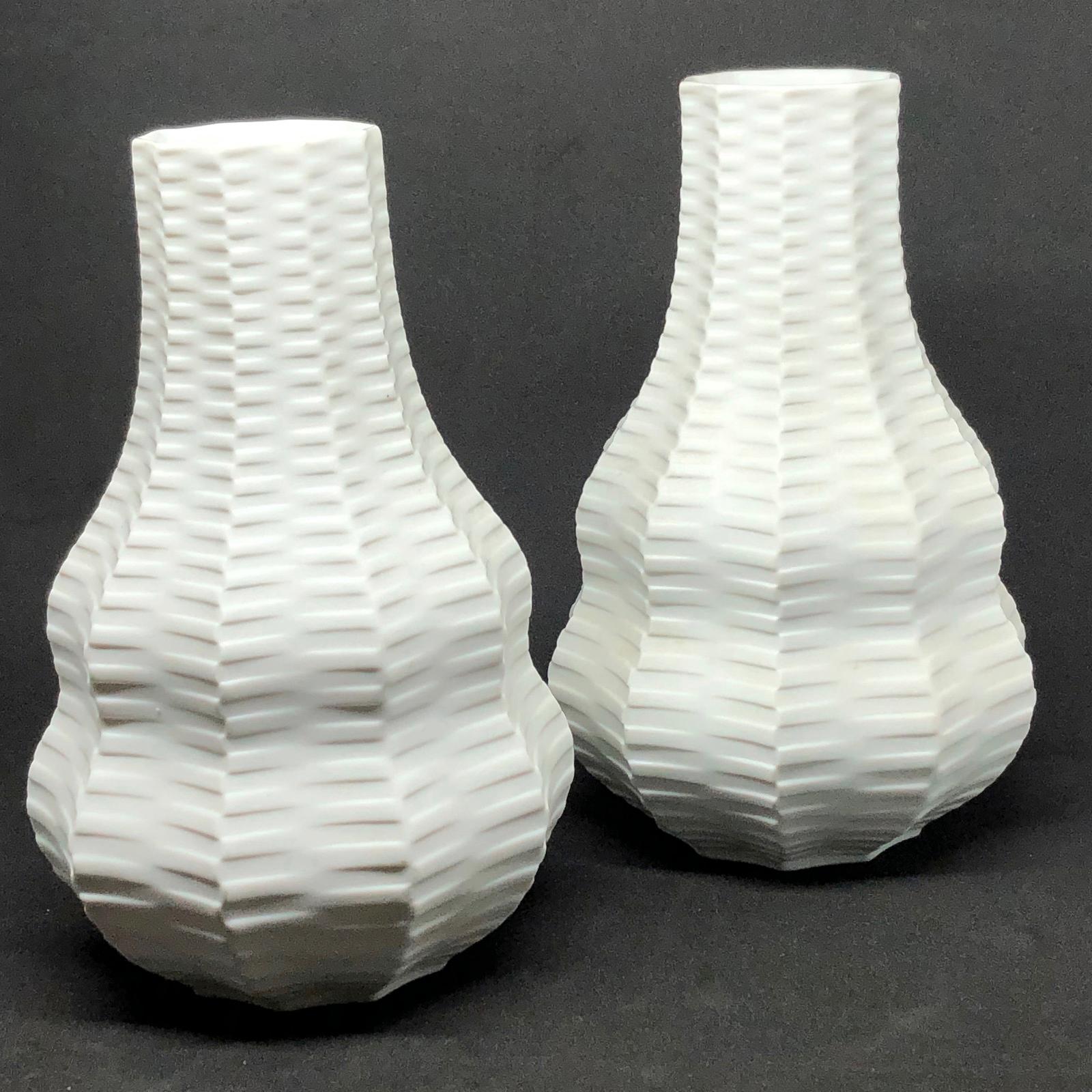 Mid-Century Modern Set Two Midcentury Bisque Calabash Vases by Heinrich Fuchs for Hutschenreuther