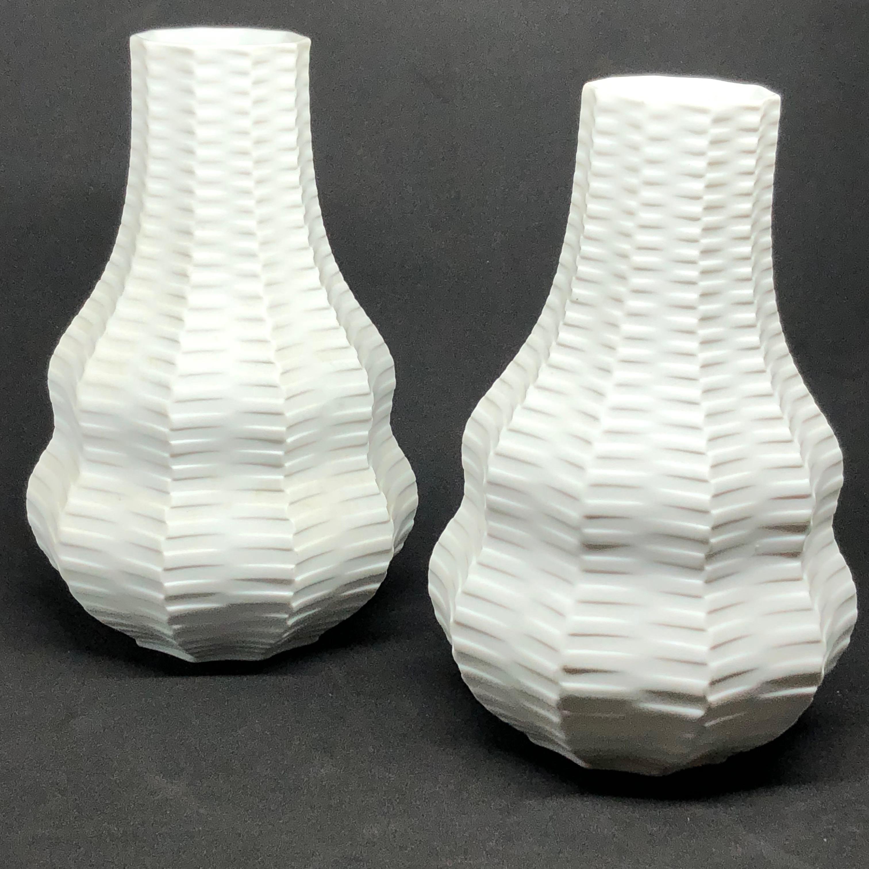 German Set Two Midcentury Bisque Calabash Vases by Heinrich Fuchs for Hutschenreuther