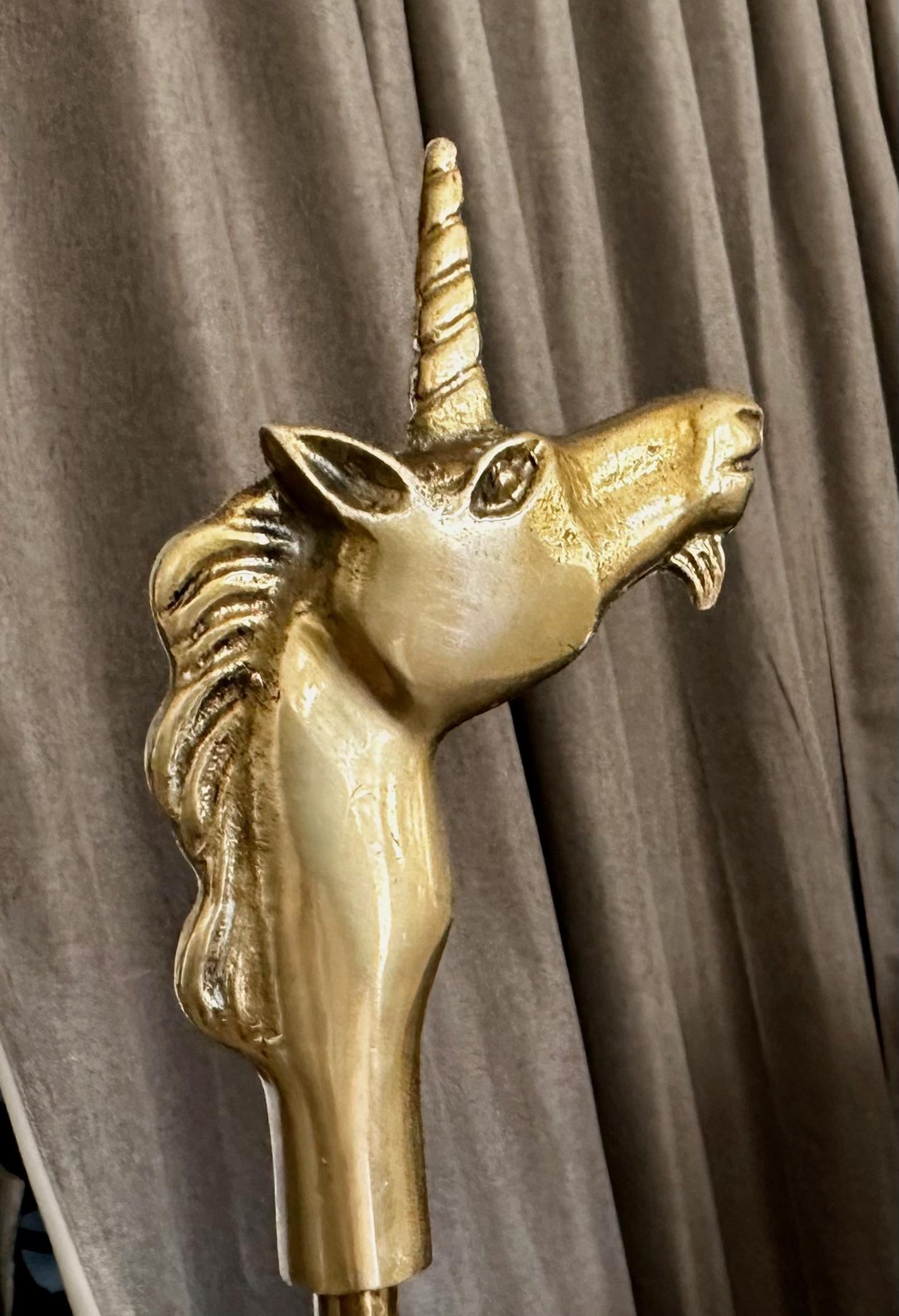 Set Unicorn Horse Brass Fireplace Tool Set For Sale 1
