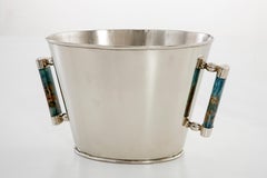 SET Valle Barras de champán medianas y grandes de alpaca plateada y piedra de ónix