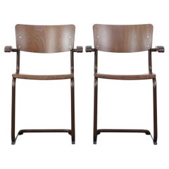 Set of 2 Thonet model S43 dining/side chairs with armrests