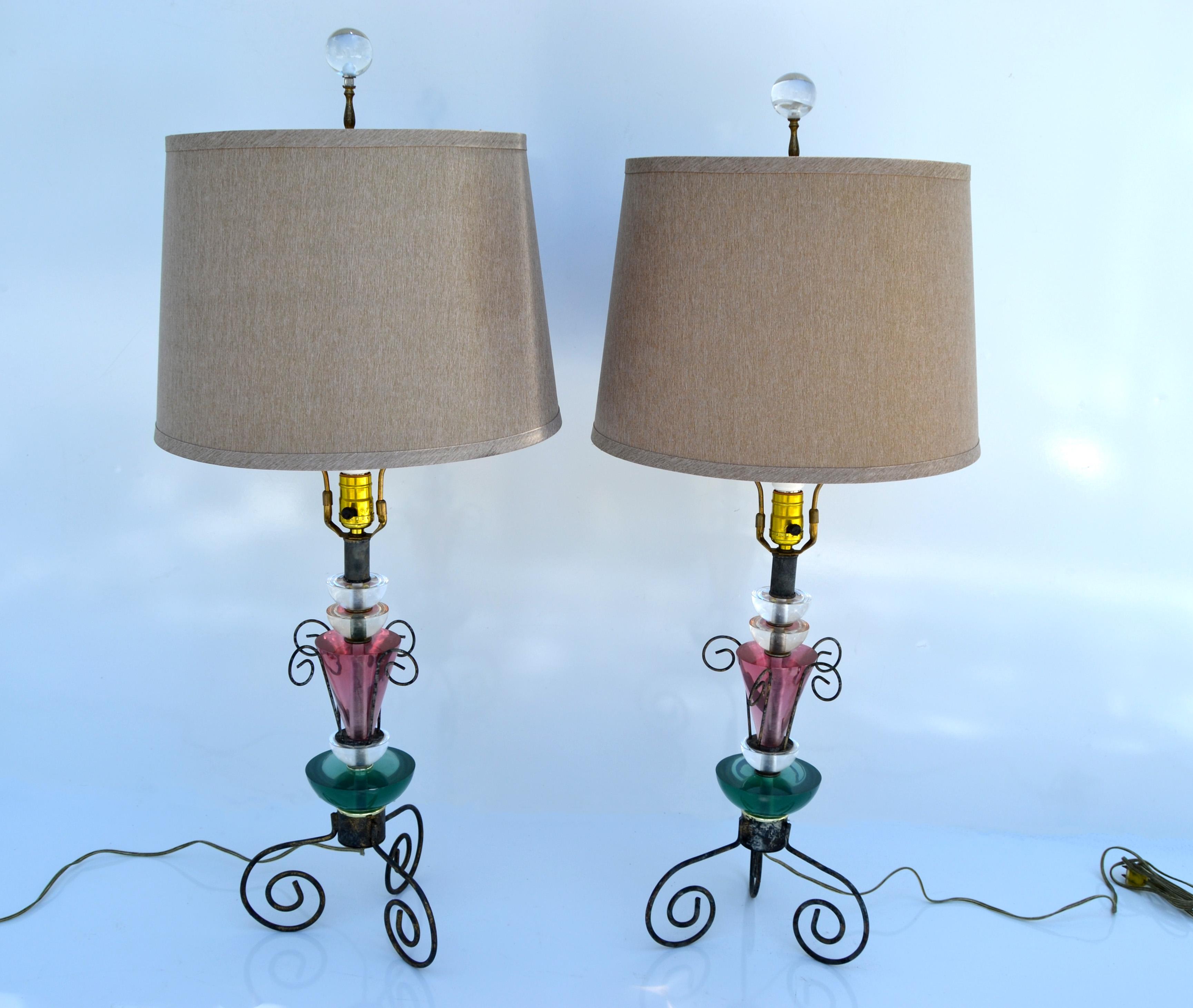 teal and gold lamps