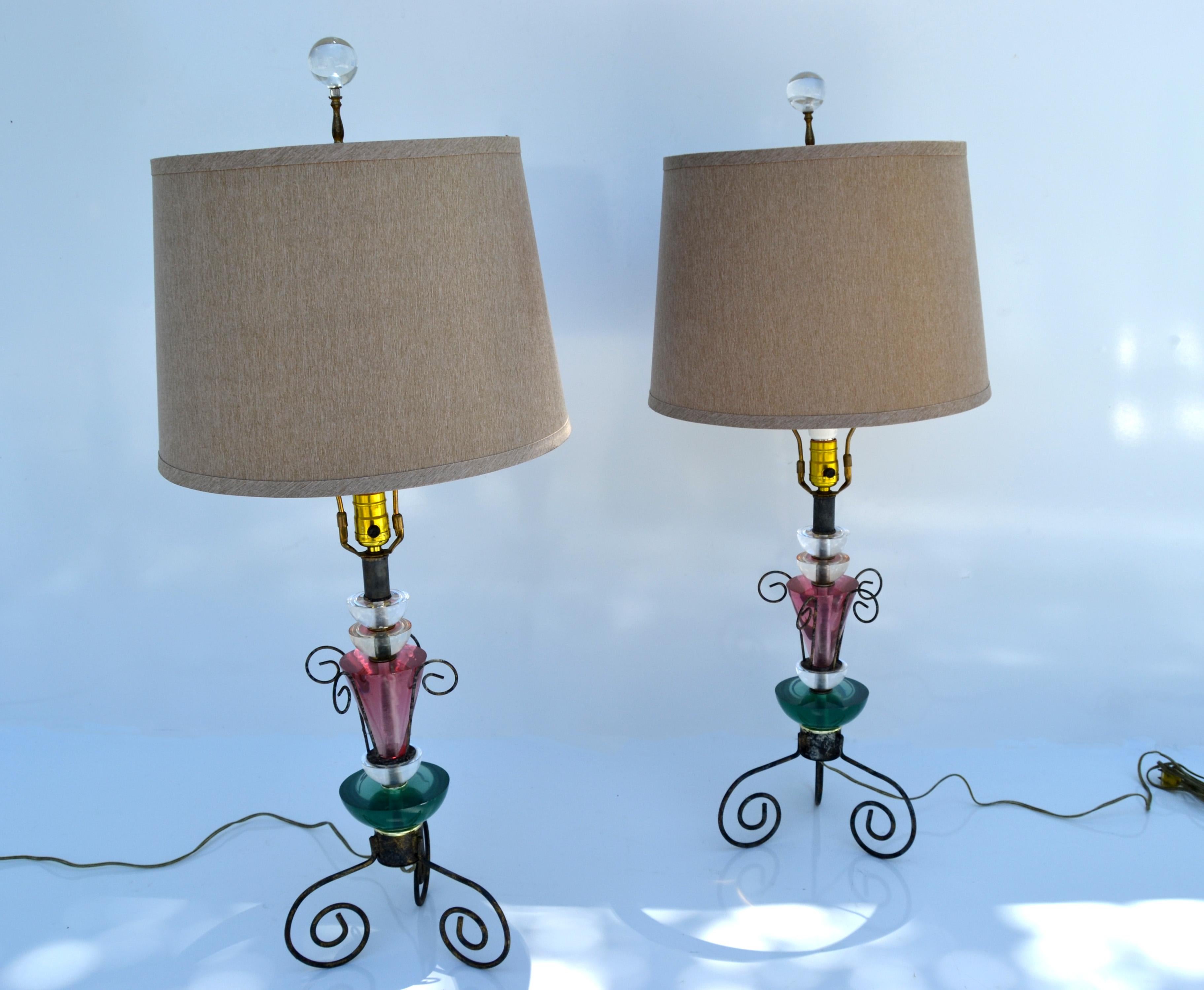 green and gold lamps