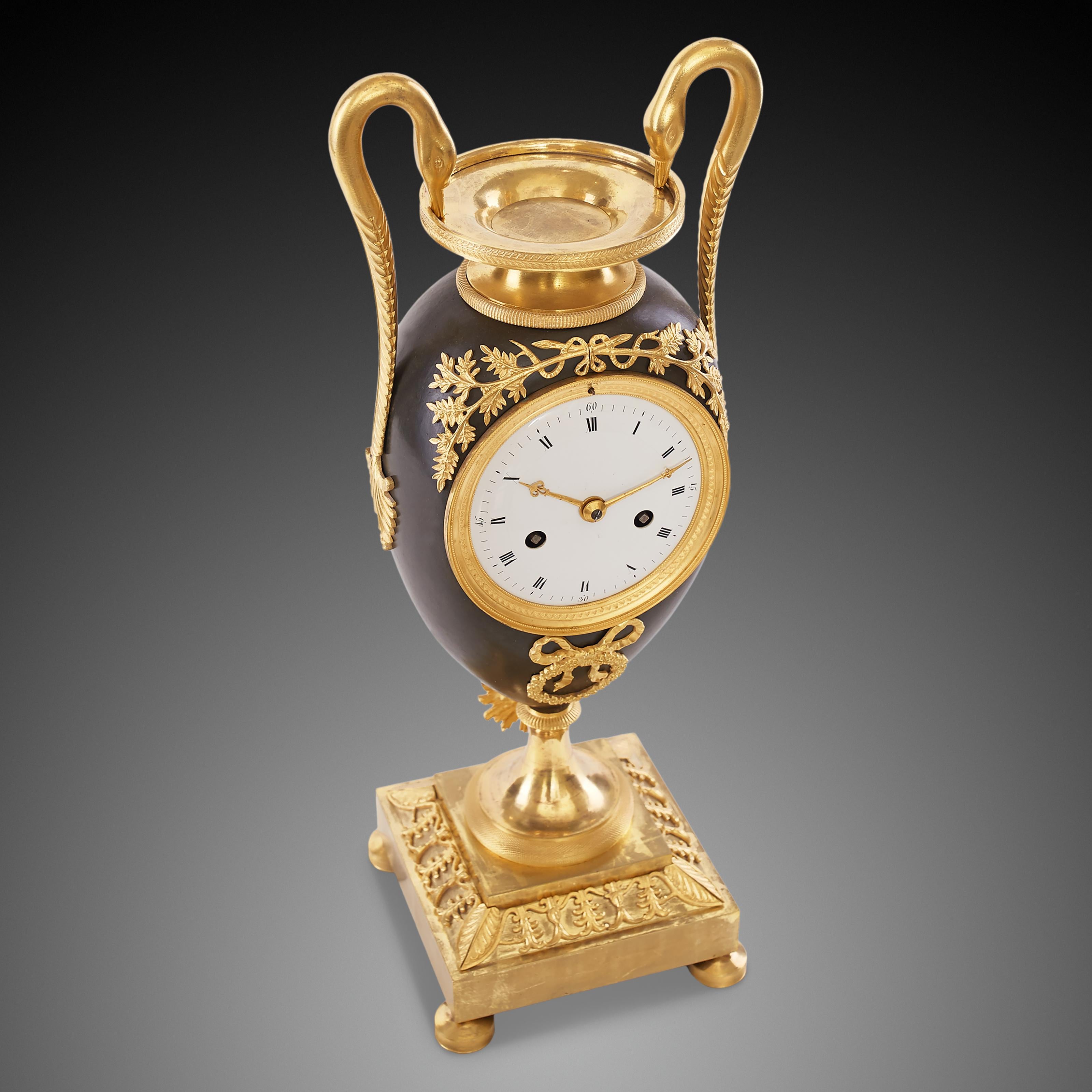 Gilt Set Vase Clock 19th Century Style Empire For Sale