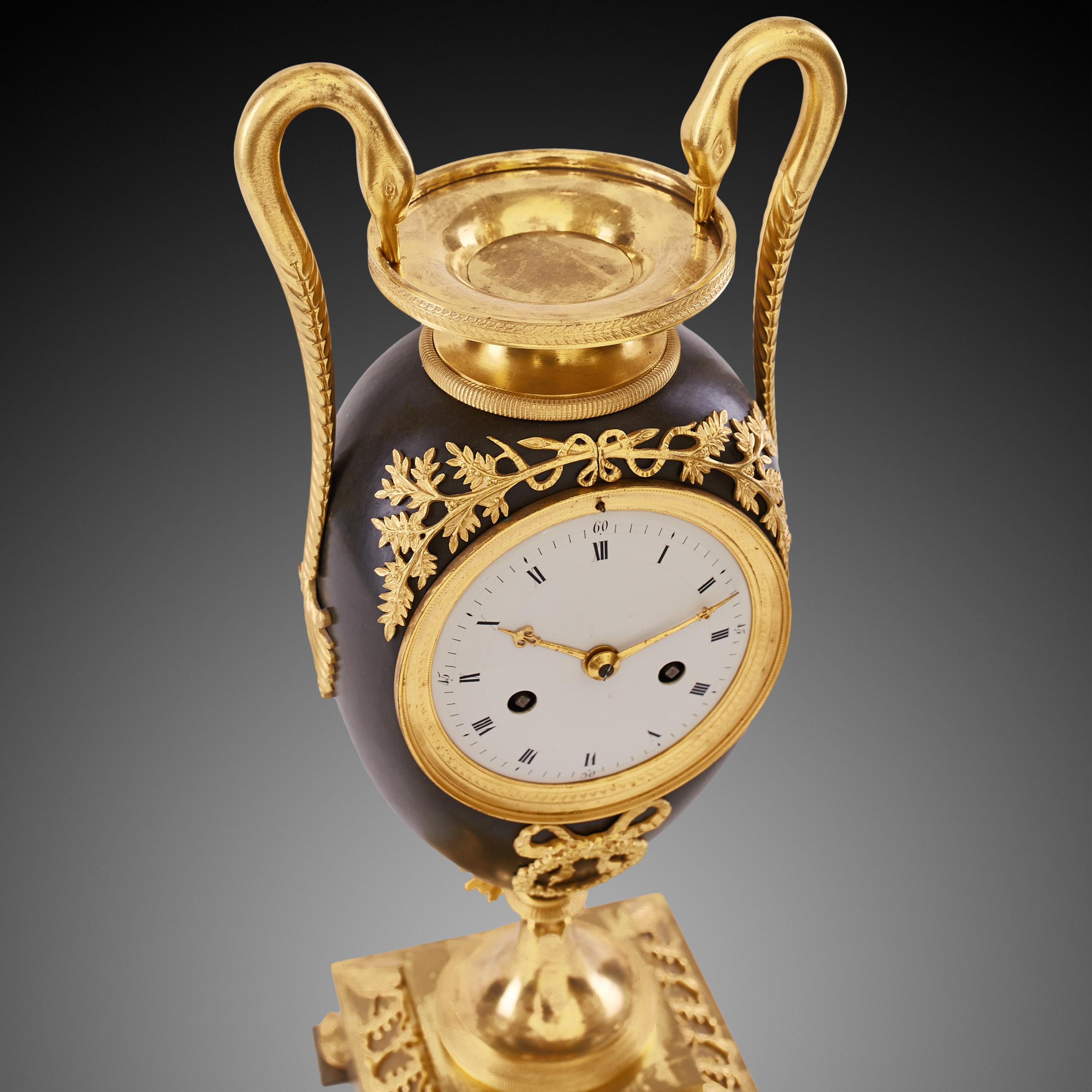 Set Vase Clock 19th Century Style Empire For Sale 2