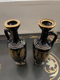 Set vaso centretavola Design vetro scuro murano Vintage epoca 60er Jahre