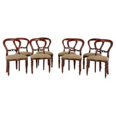 Set Victorian Balloon Back Dining Chairs 8 Mahogany