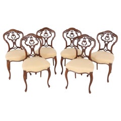 Set di sedie da pranzo vittoriane 6 sedute cabriole in noce 1860