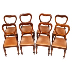 Set Victorian Dining Chairs, Antique Balloon Back, 1880