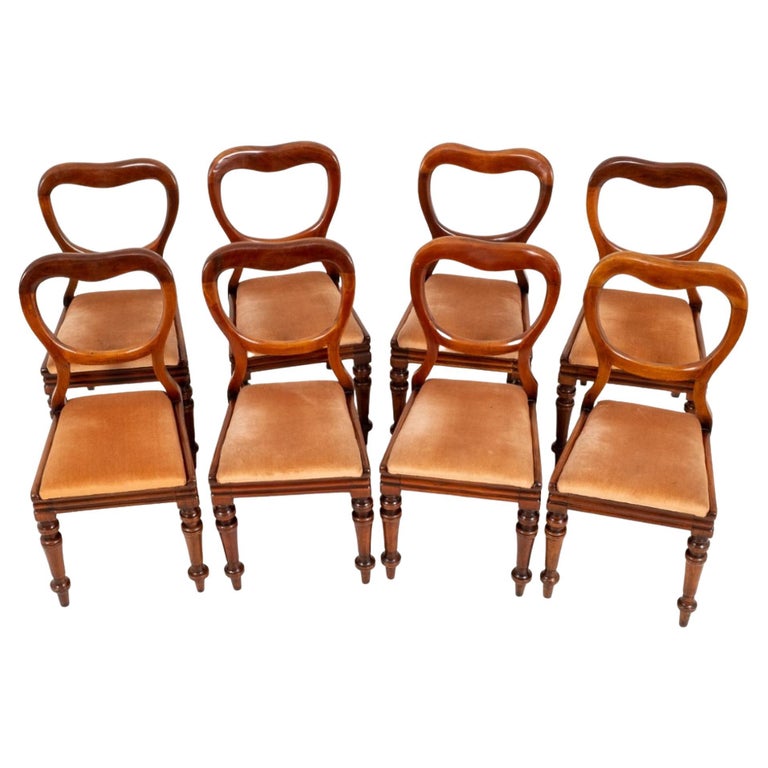 Set Victorian Dining Chairs, Antique Balloon Back, 1880 For Sale at 1stDibs