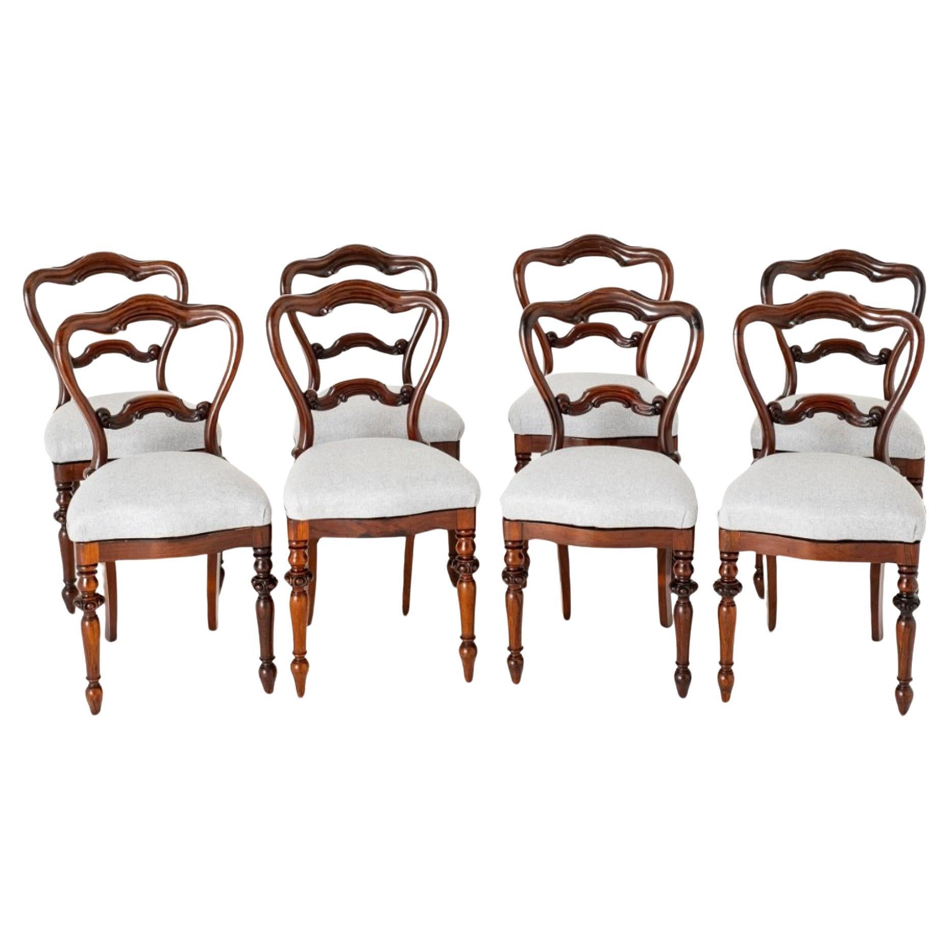 Set Victorian Dining Chairs Balloon Back 1850