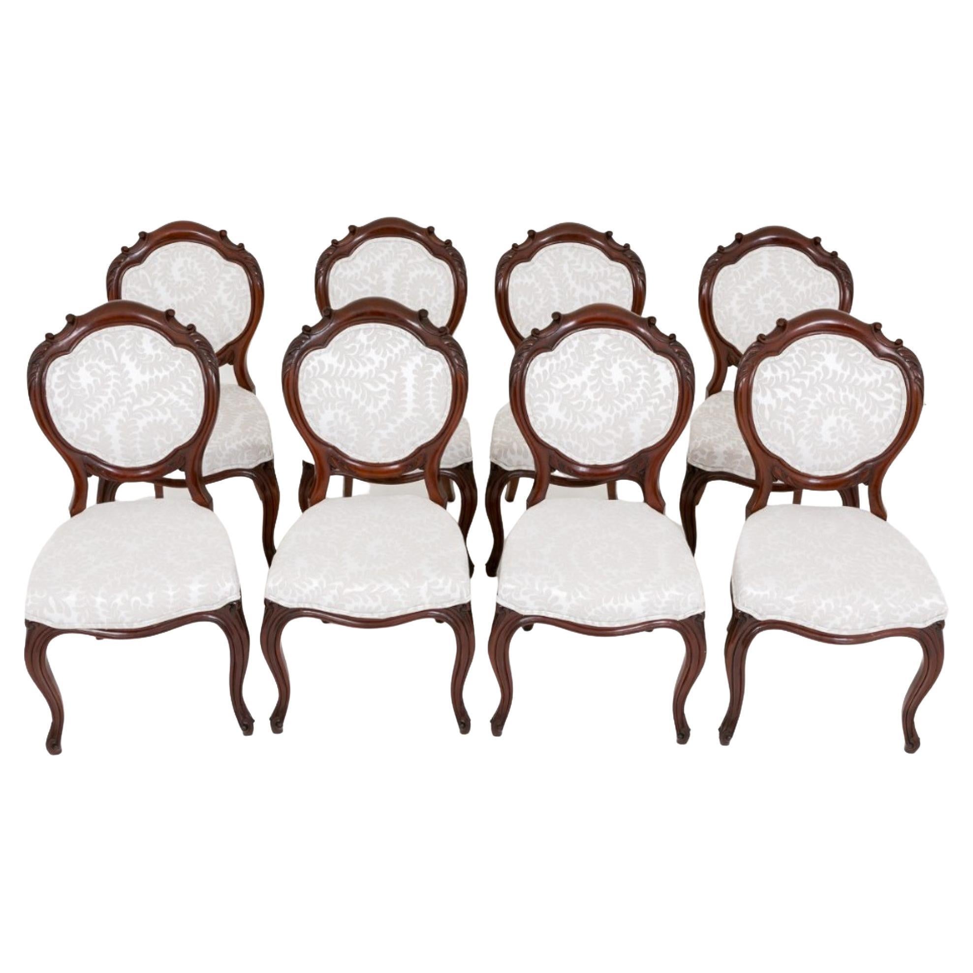 19th Century Antique Set of Six Victorian Balloon Back Mahogany Dining