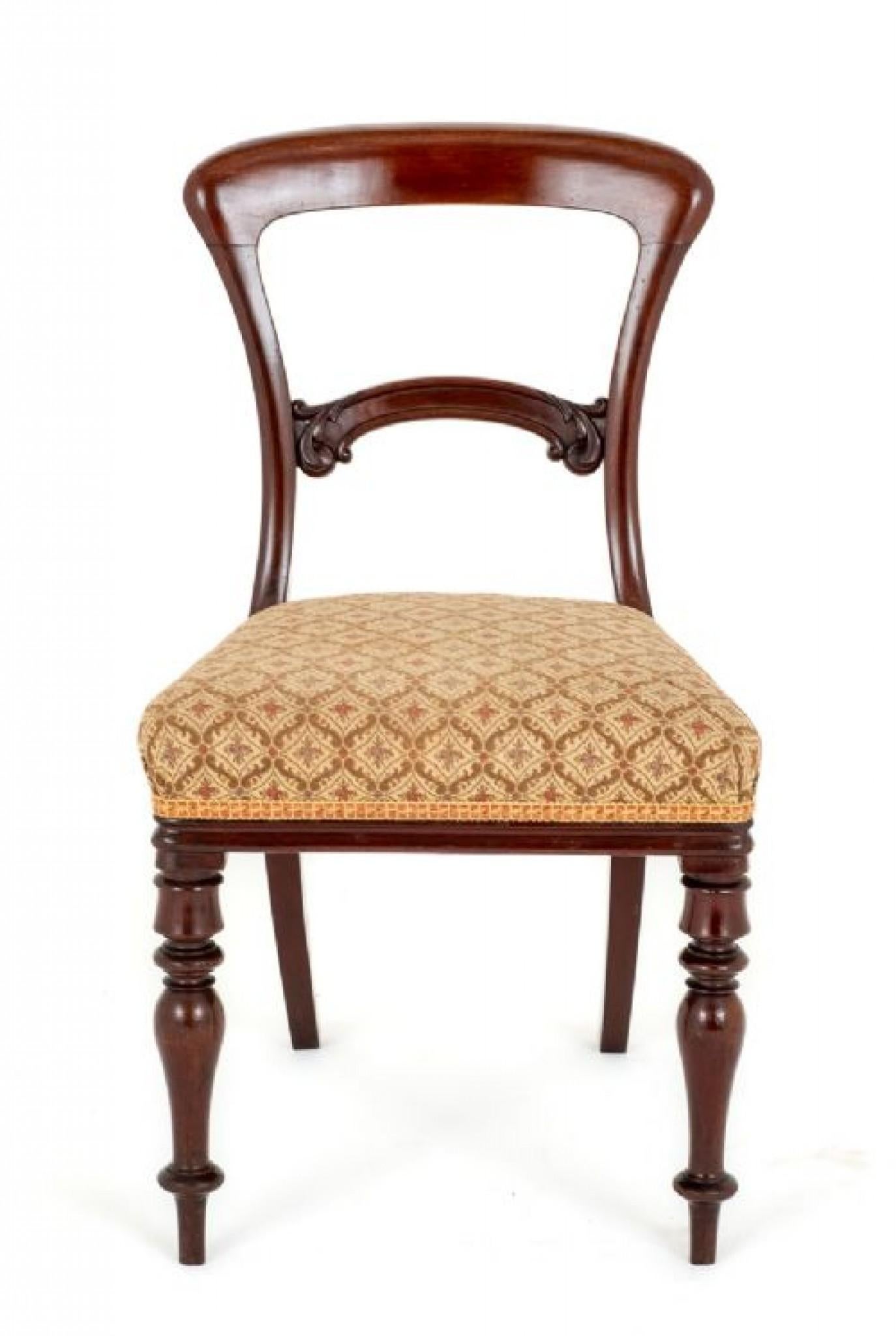 Set Victorian Dining Chairs Balloon Back Mahogany In Good Condition For Sale In Potters Bar, GB