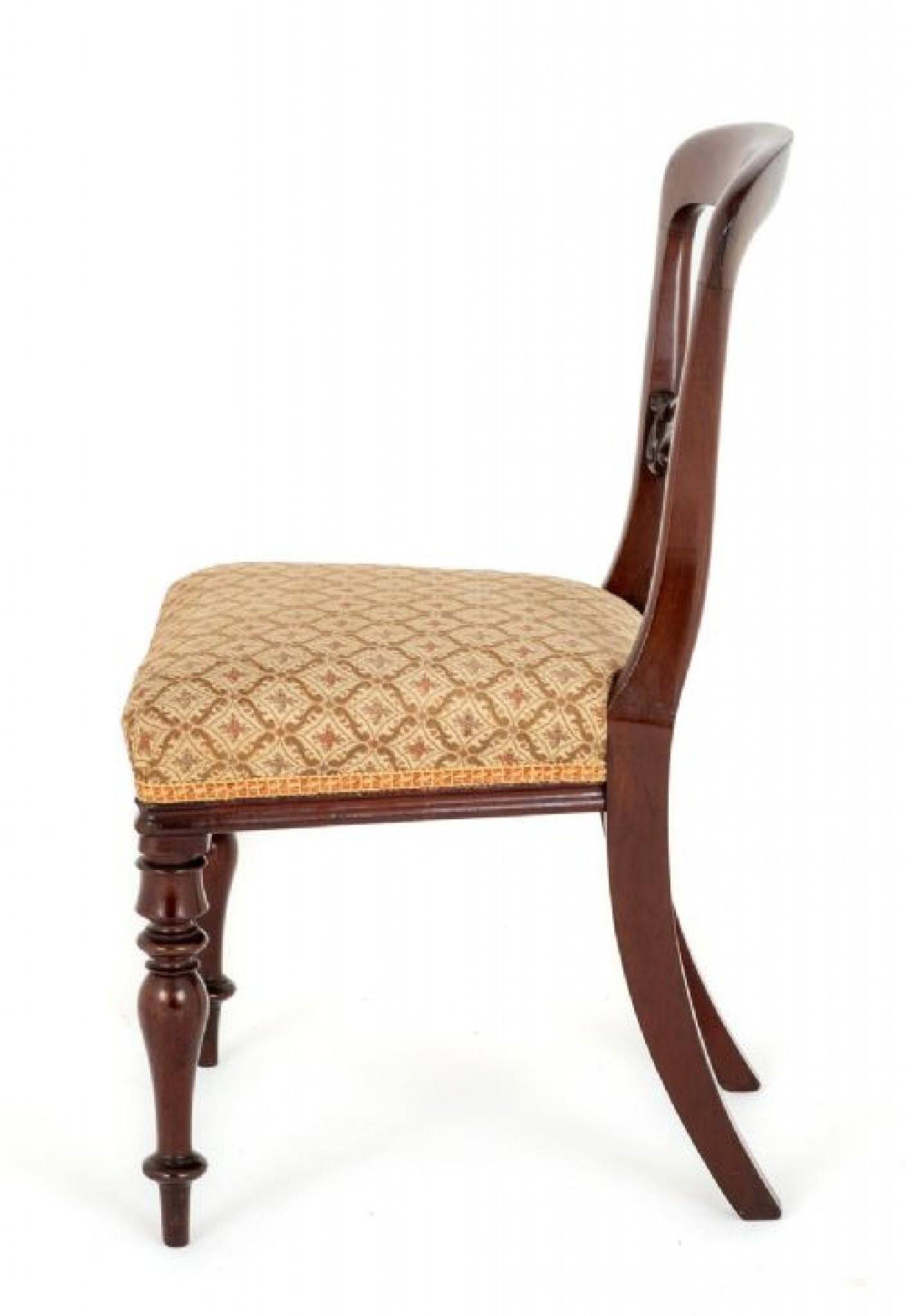 Set Victorian Dining Chairs Balloon Back Mahogany For Sale 1