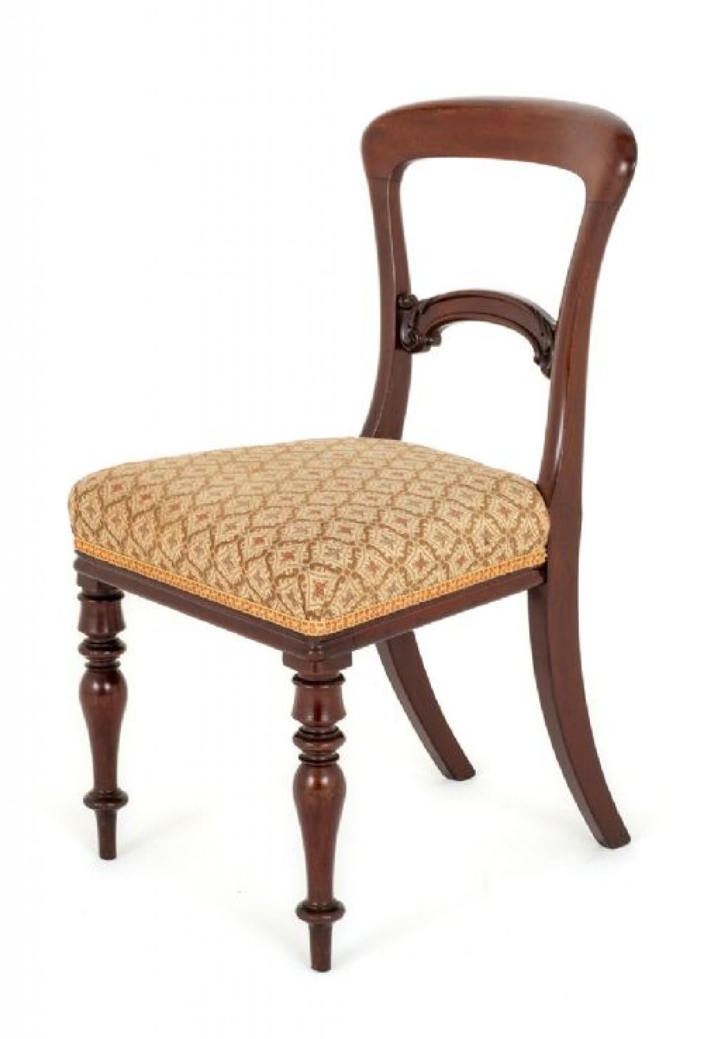 Set Victorian Dining Chairs Balloon Back Mahogany For Sale 5
