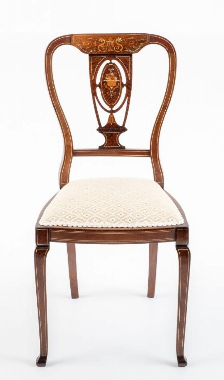 Set Victorian Dining Chairs Inlay Antique 1880 For Sale at 1stDibs