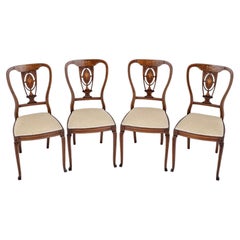 Set Victorian Dining Chairs Inlay Antique 1880