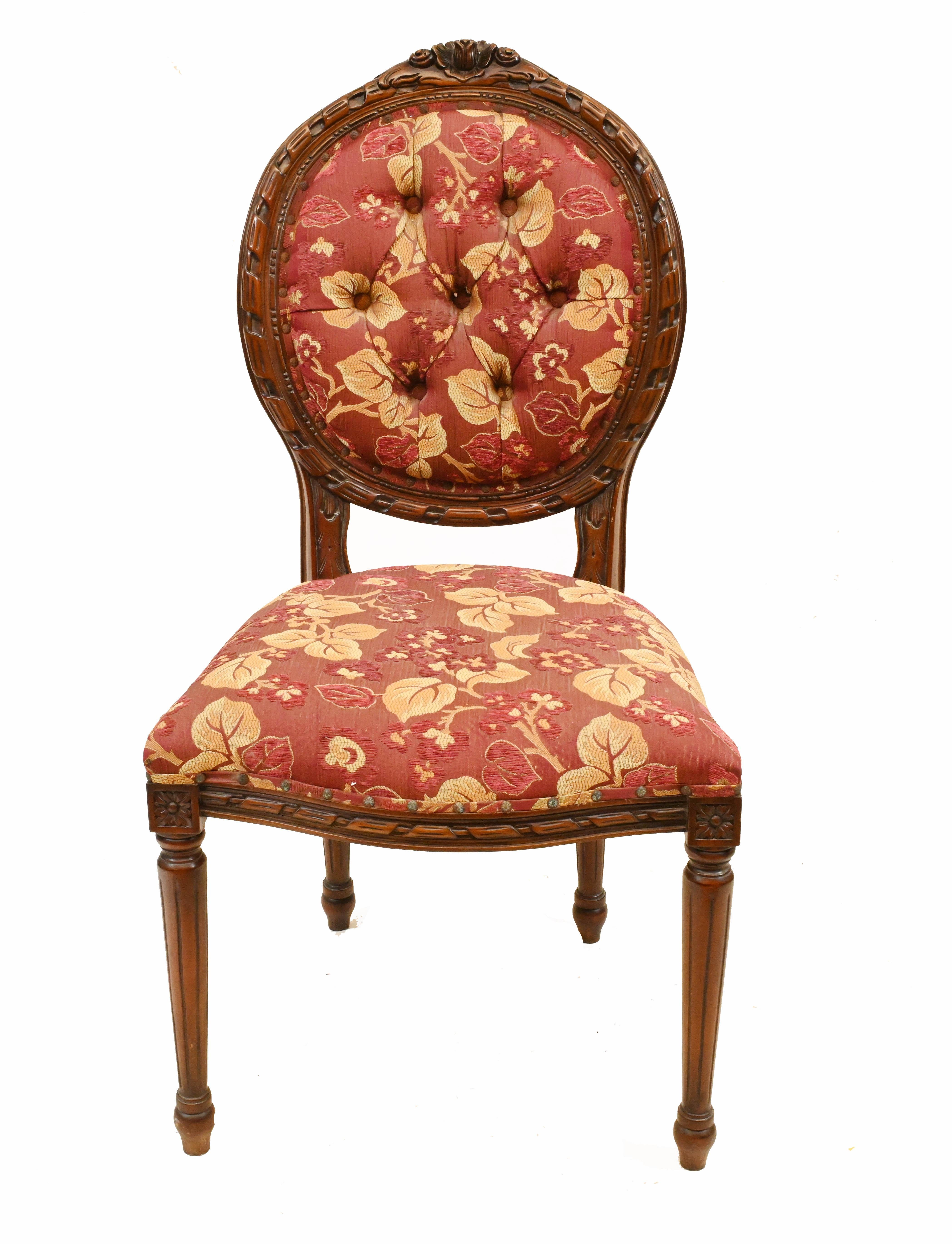 Set Victorian Dining Chairs Mahogany 1880 Upholstered In Good Condition For Sale In Potters Bar, GB