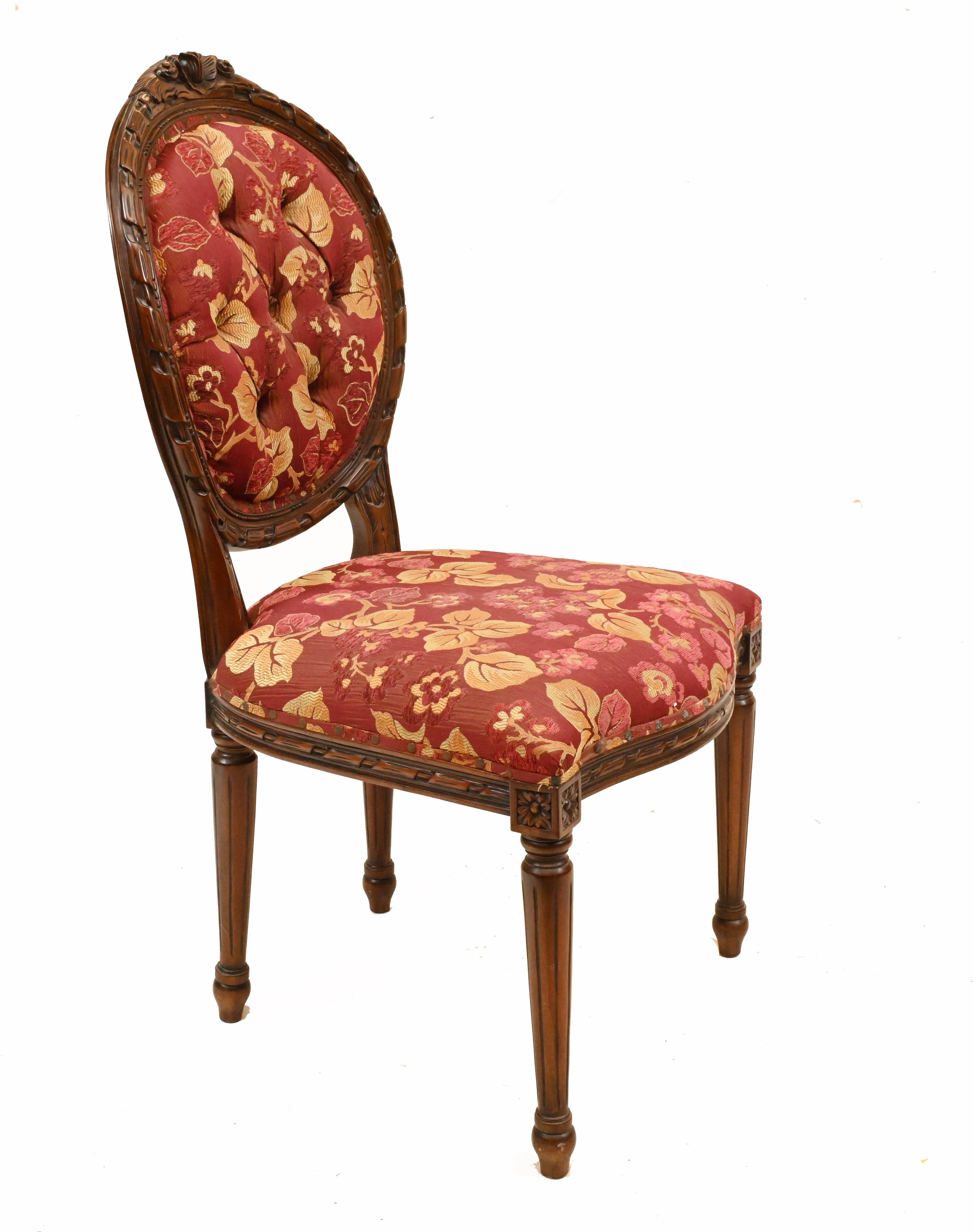 Set Victorian Dining Chairs Mahogany 1880 Upholstered For Sale 2