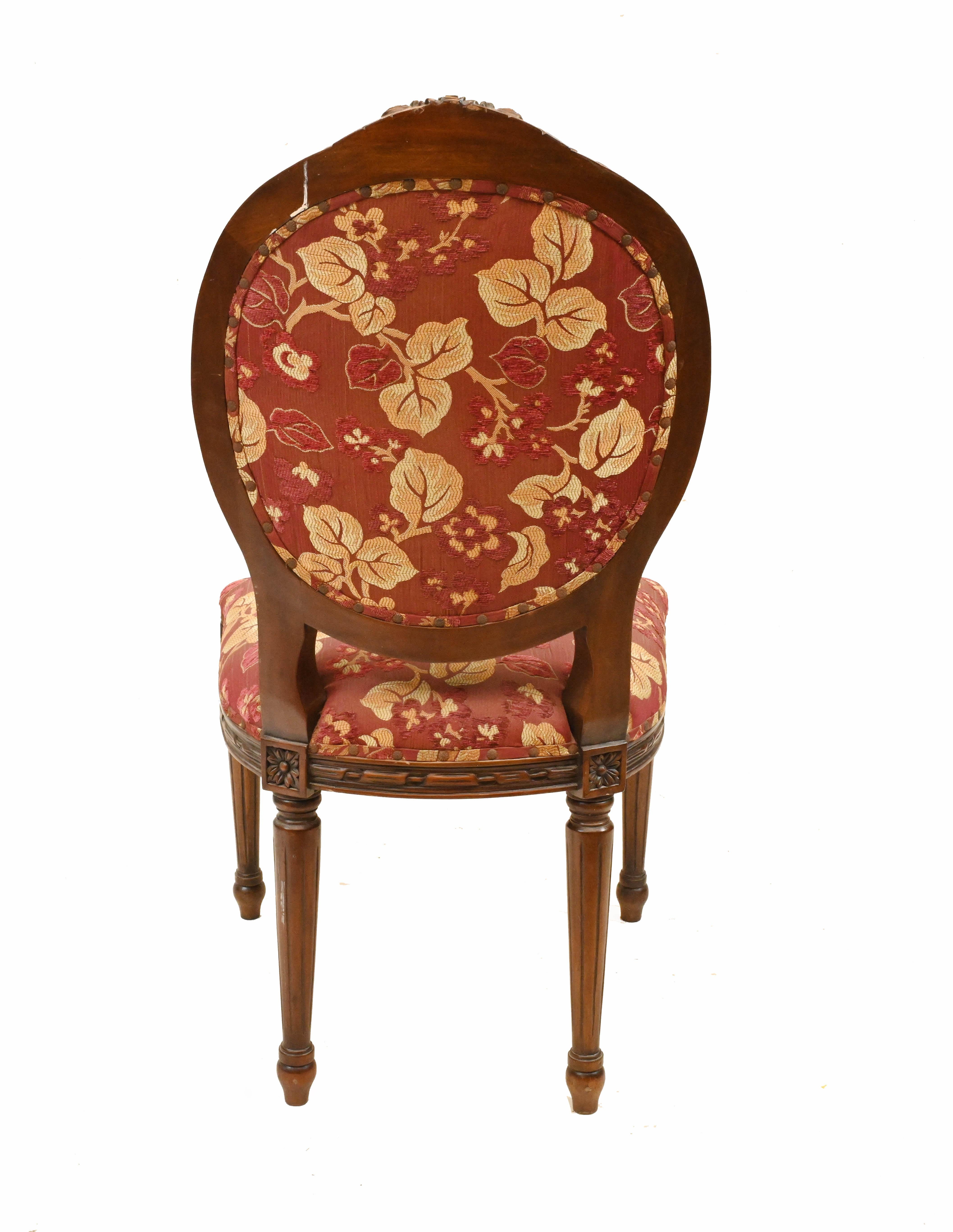 Set Victorian Dining Chairs Mahogany 1880 Upholstered For Sale 4