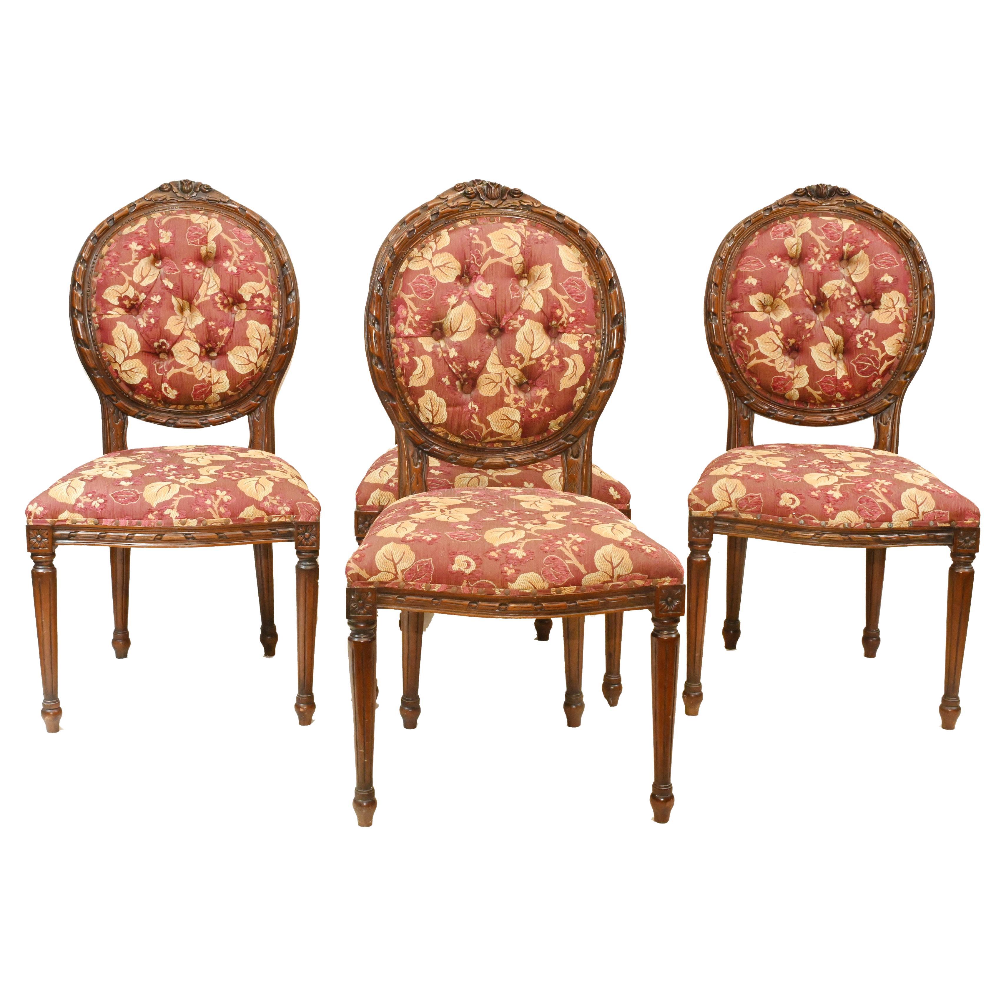 Ensemble de chaises de salle à manger victoriennes en acajou tapissées de 1880