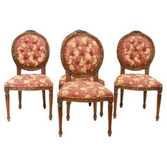 Set Victorian Dining Chairs Mahogany 1880 Upholstered
