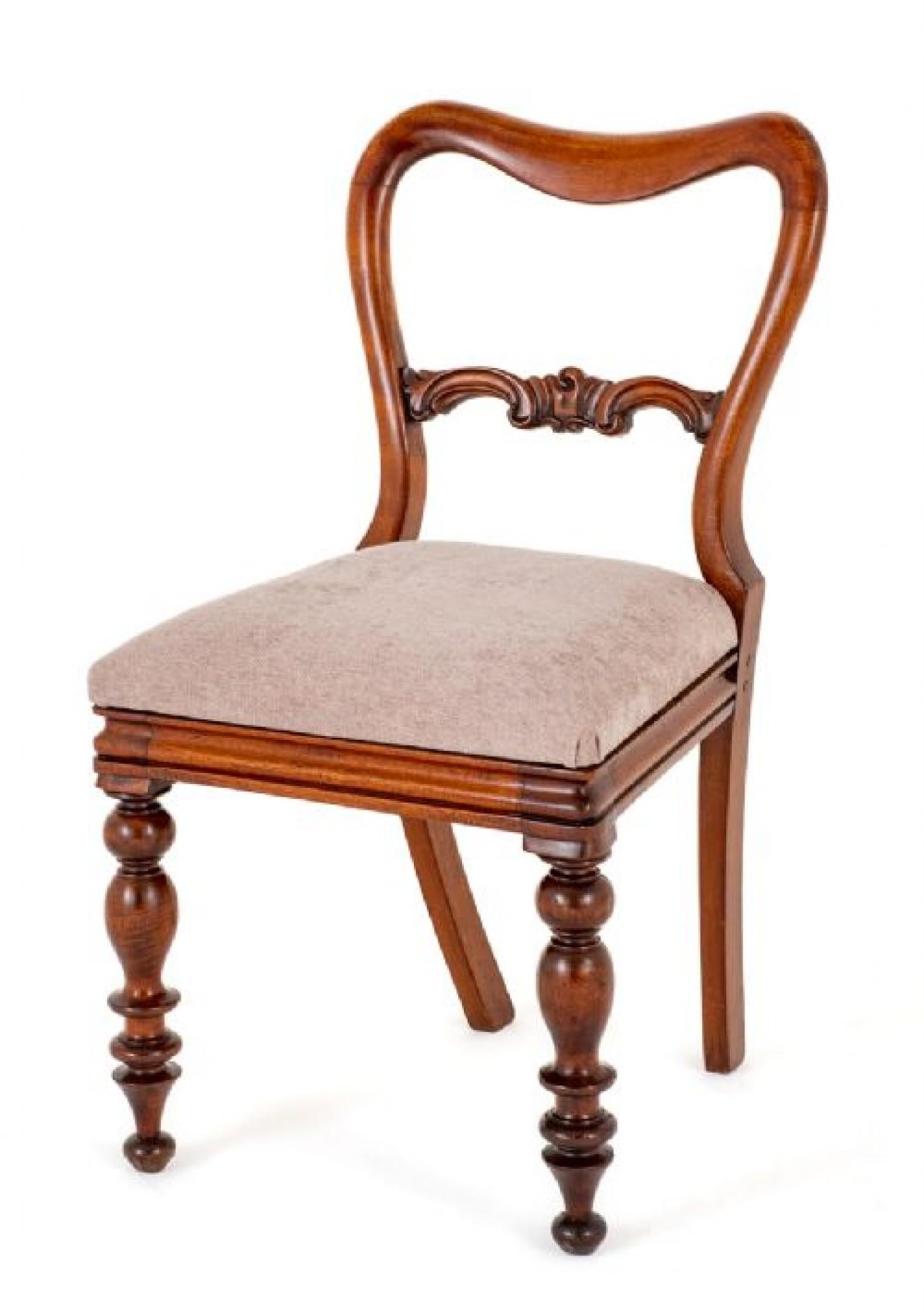 Set Victorian Dining Chairs Mahogany Balloon Back For Sale 1