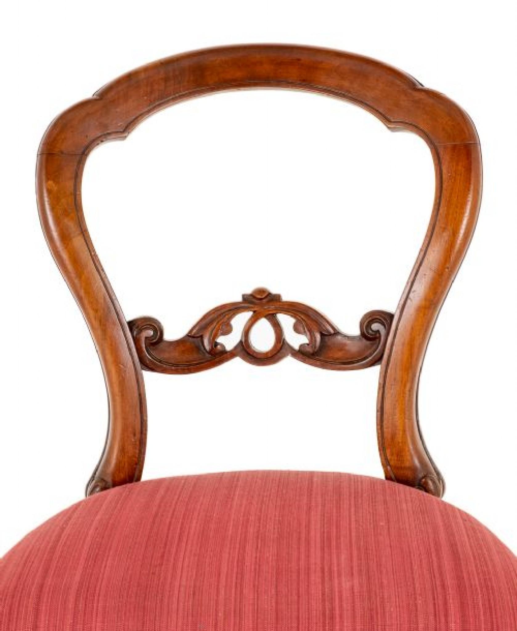 Set Victorian Dining Chairs Walnut Balloon Back For Sale 7