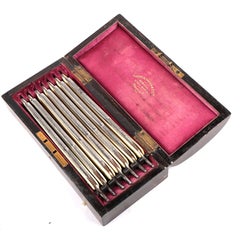 Set Victorian Razors Sheffield Silver Plate Flockton Tompkin CO 1870