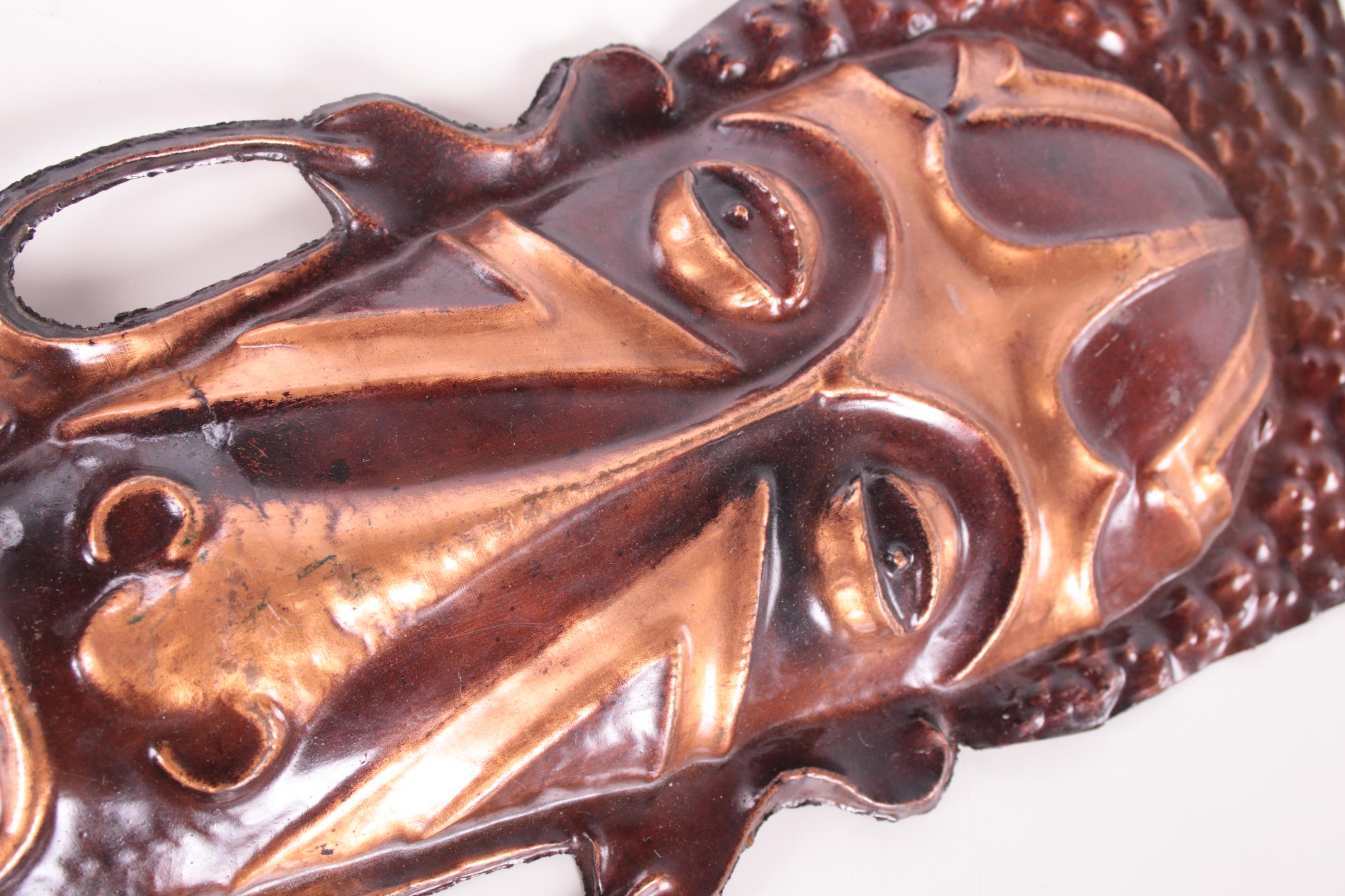Vintage African hand made copper wall masks from the 60s to the 70s For Sale 2