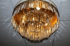Set Vintage Brass Crystal Ceiling Lamp L.A. Riedinger, 1960