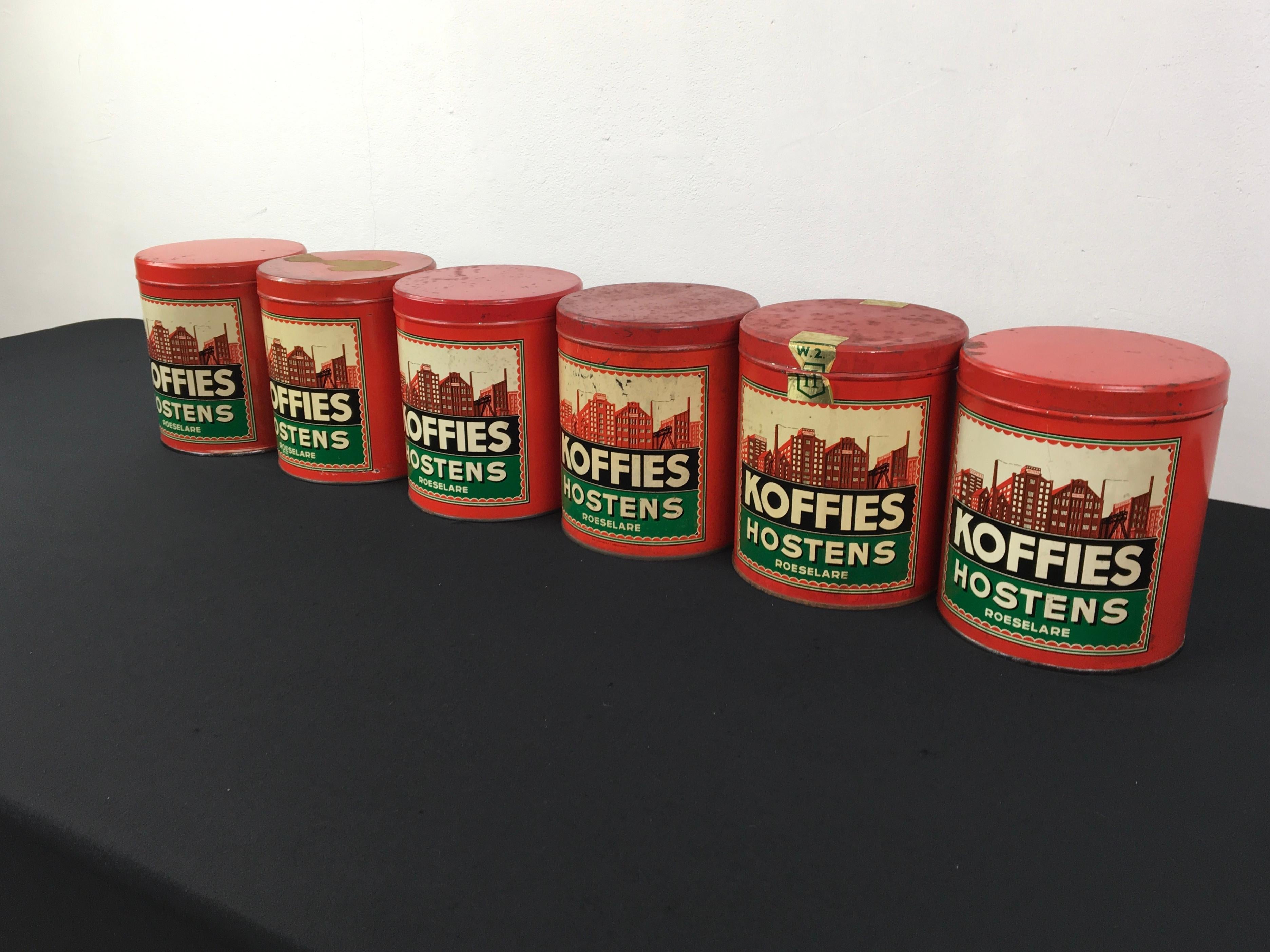 Set Vintage Coffee Tins with Factory on  For Sale 2
