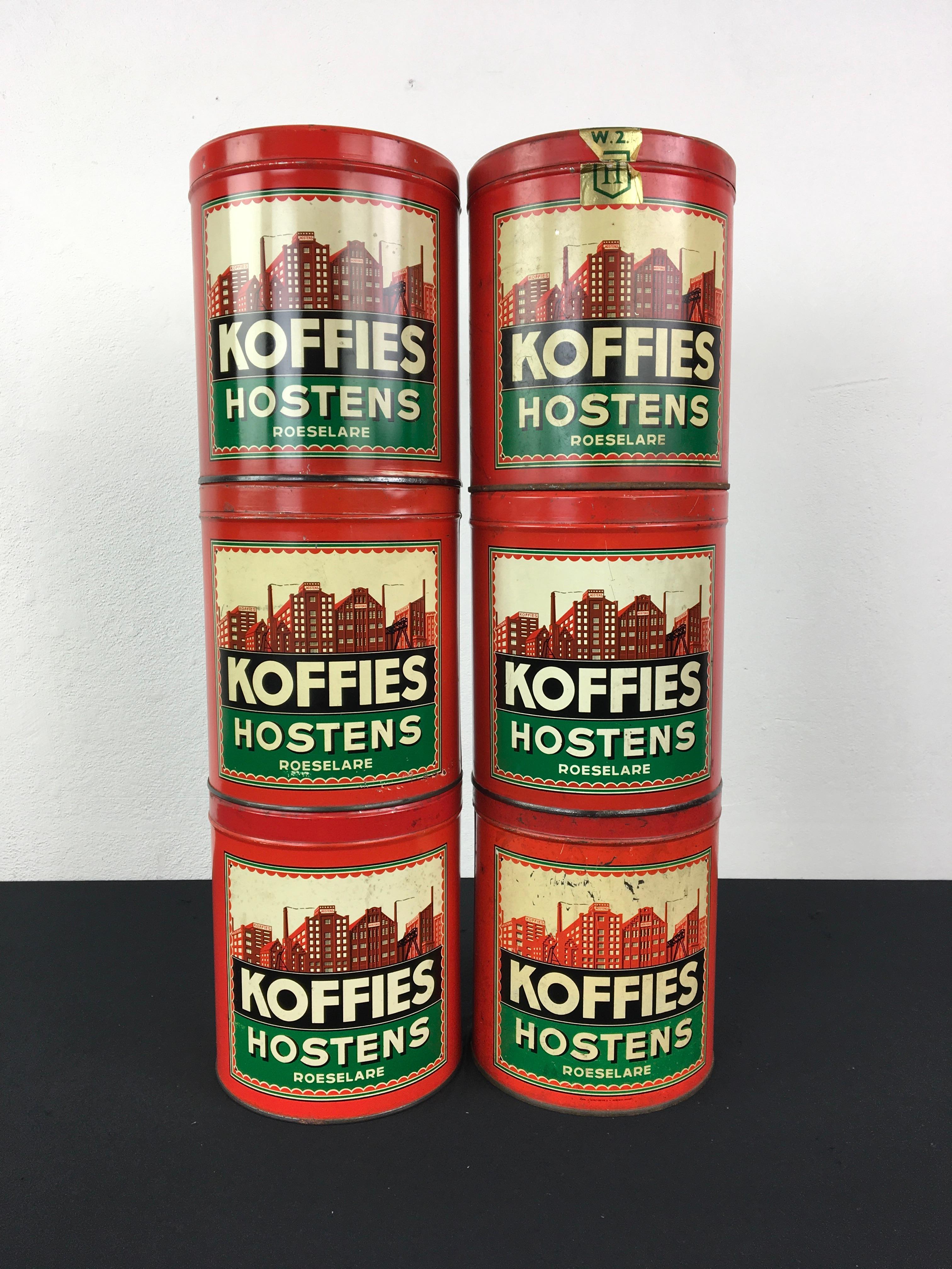 Set Vintage Coffee Tins with Factory on  For Sale 7