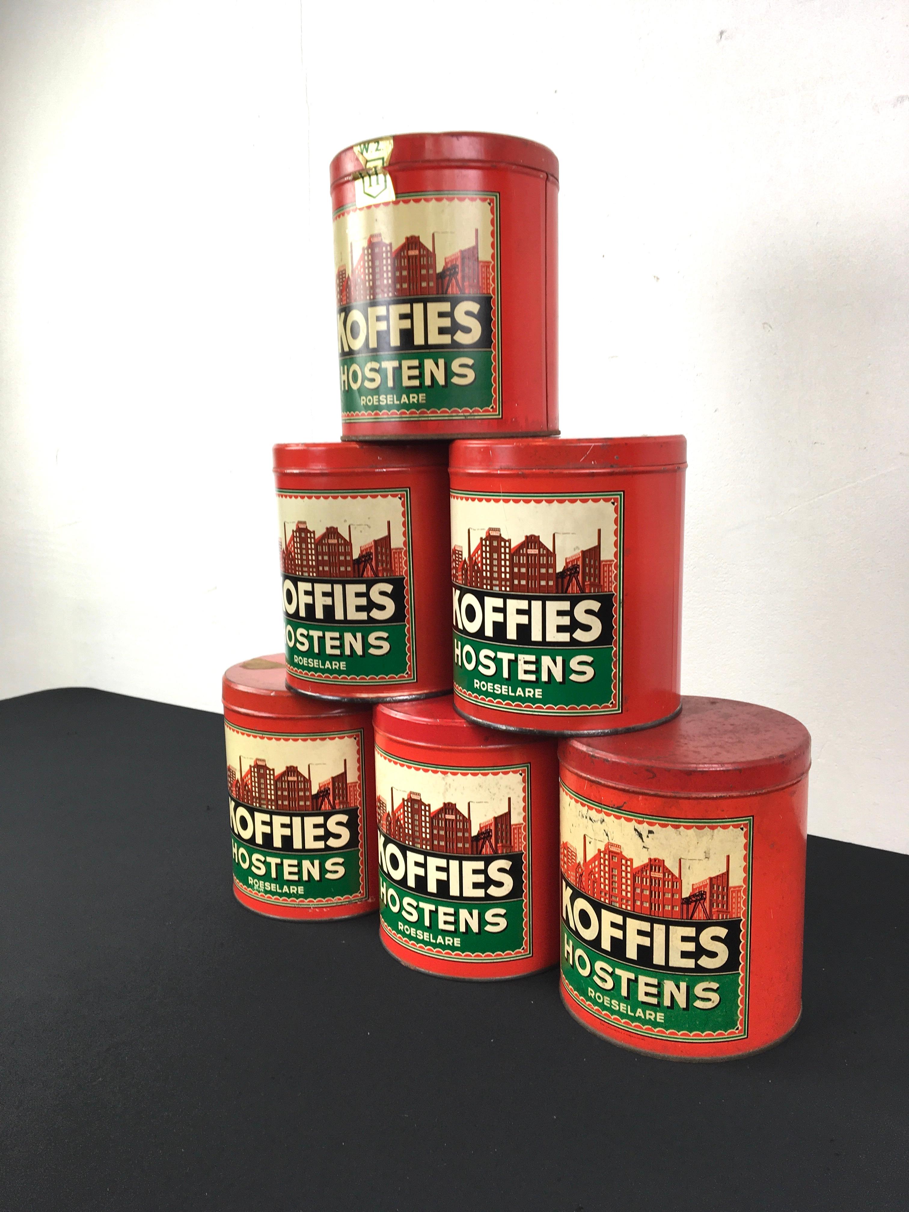 Set Vintage Coffee Tins with Factory on  For Sale 8
