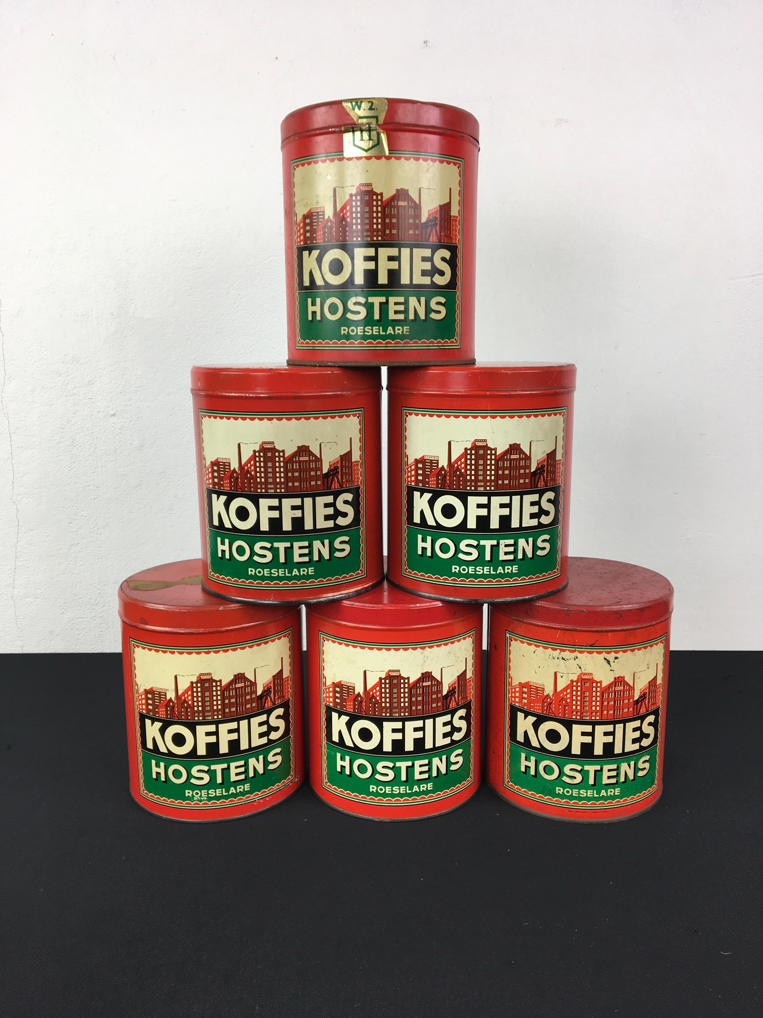 Set Vintage Coffee Tins with Factory on  For Sale 9
