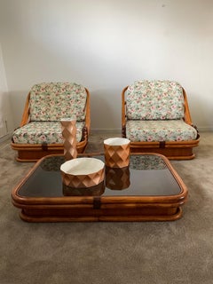 Set Vivai del Sud anni 70’ in bambù 2 poltrone e 1 coffee table