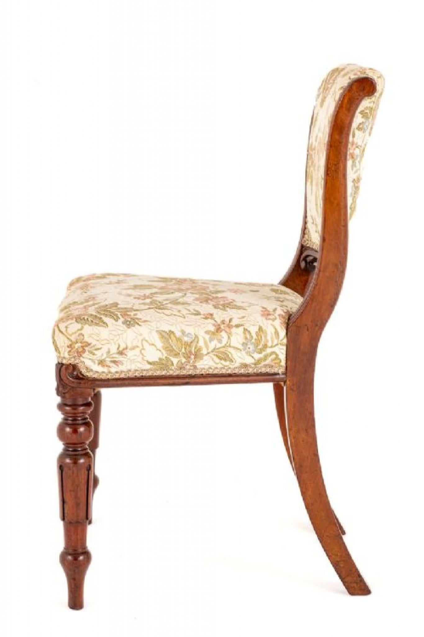 Set William IV Dining Chairs Mahogany Upholstered Seats For Sale 1