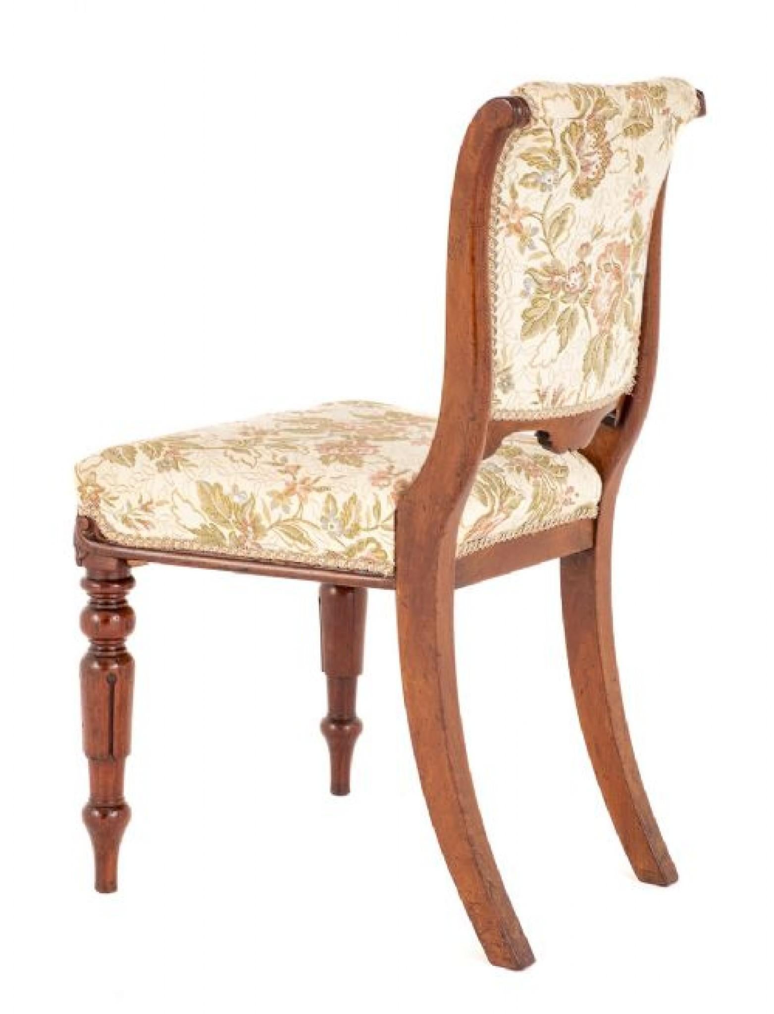 Set William IV Dining Chairs Mahogany Upholstered Seats For Sale 2