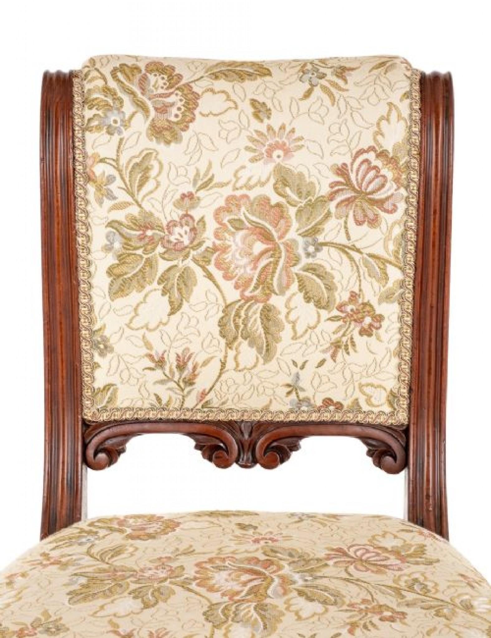 Set William IV Dining Chairs Mahogany Upholstered Seats For Sale 4