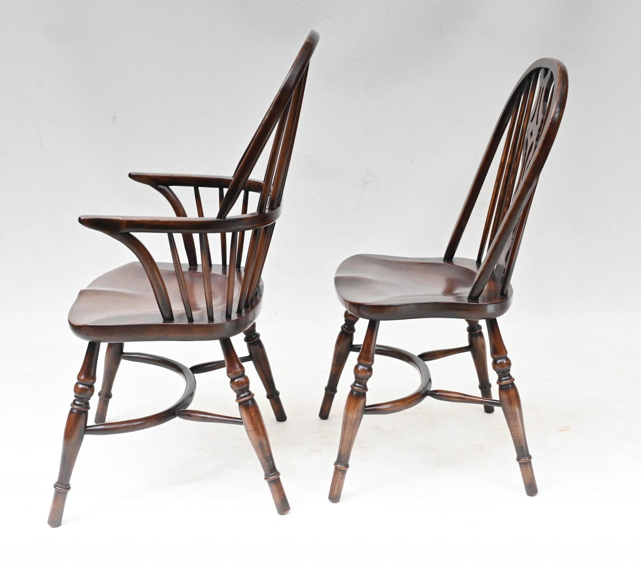 Set Windsor Chairs - 8 Farmhouse Kitchen Chair In Good Condition For Sale In Potters Bar, GB