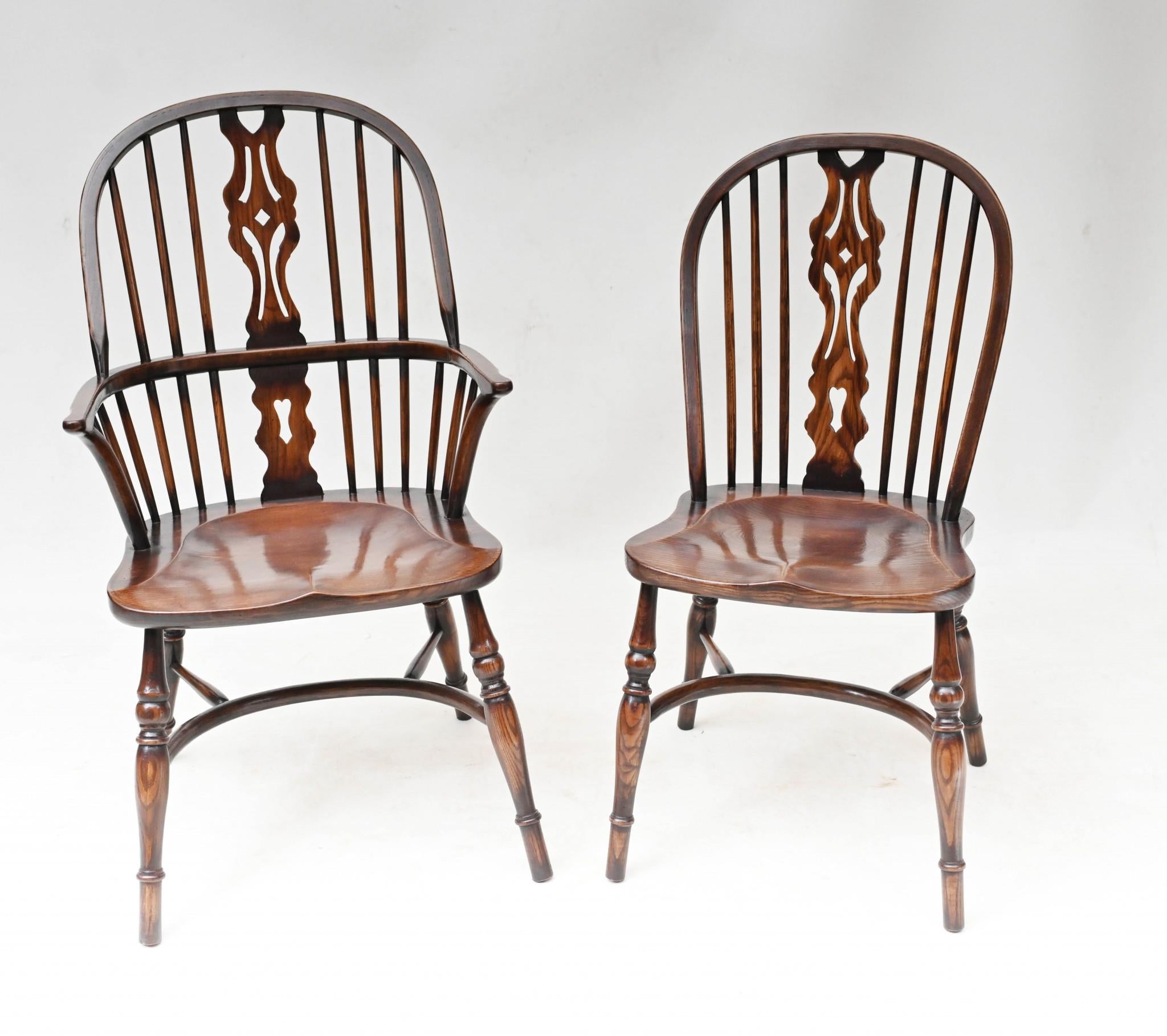Set Windsor Chairs - 8 Farmhouse Kitchen Chair In Good Condition For Sale In Potters Bar, GB