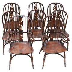 Retro Set Windsor Chairs - 8 Farmhouse Kitchen Chair
